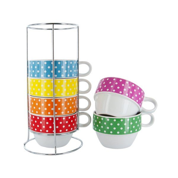 Zestaw 6 kubków na stojaku Café Latte Mini Dots-image-1