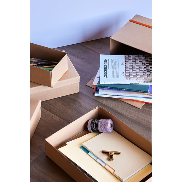 Kartonowe pojemniki zestaw 3 szt. z pokrywką zestaw 3 szt. 44x31x10 cm Storeit – Hübsch-image-3