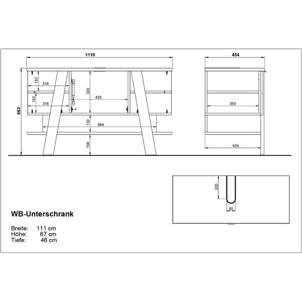 Ciemnoszara szafka pod umywalkę w dekorze dębu 111x67 cm Avellino – Germania-image-4