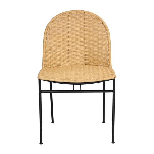 Zestaw 4 rattanowych krzeseł Sofia i czarnego stołu Marienlis – Bonami Essentials-image-3