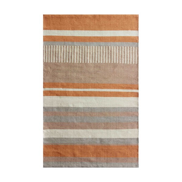 Beżowo-poramańczowy dwustronny zewnętrzny dywan z tworzywa z recyklingu Green Decore Bella, 80x180 cm