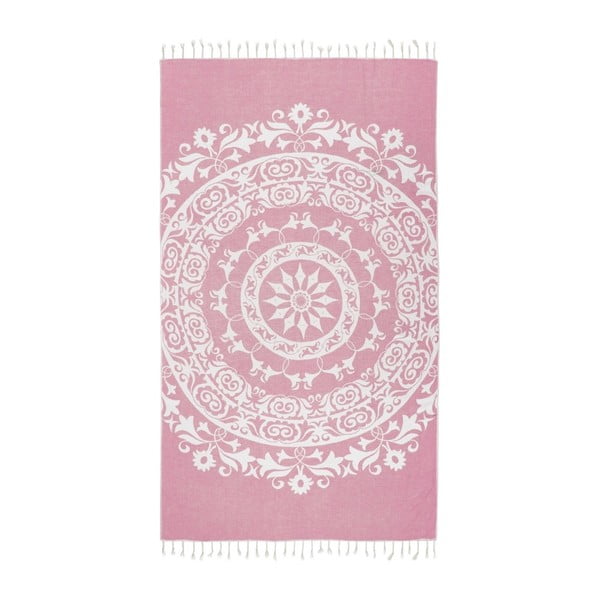 Różowy ręcznik hammam Kate Louise Madalena, 165x100 cm