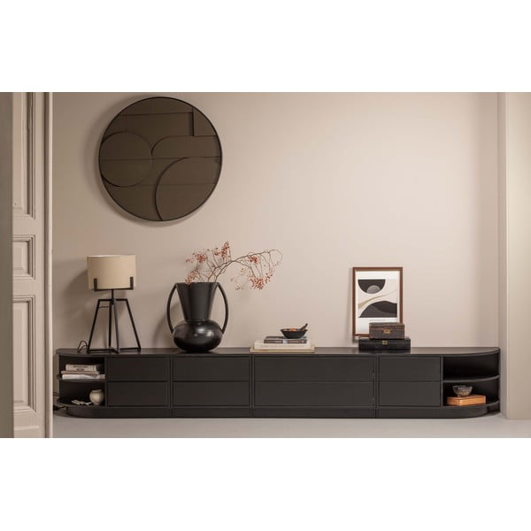 Czarna modułowa szafka pod TV z litego drewna sosnowego 78x40 cm Finca – WOOOD-image-1