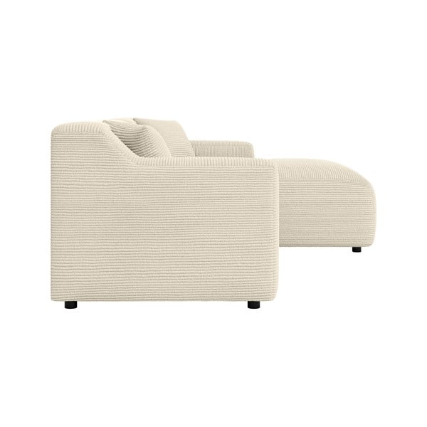 Beżowokremowy sztruksowy narożnik (prawostronny/z szezlongiem) Martin – Ropez-image-3