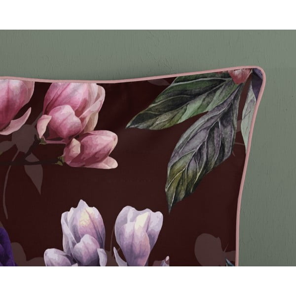 Bordowa pościel jednoosobowa z bawełny organicznej Descanso Gerbera, 140x220 cm-image-3