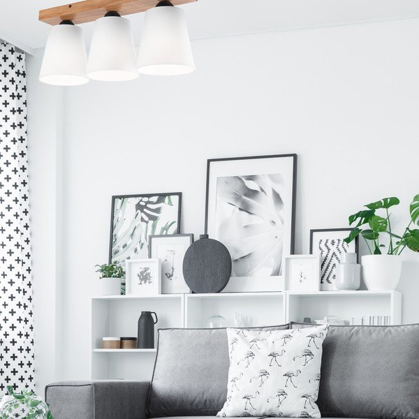 Biała lampa sufitowa z tekstylnym kloszem ø 15 cm Lula – LAMKUR-image-3