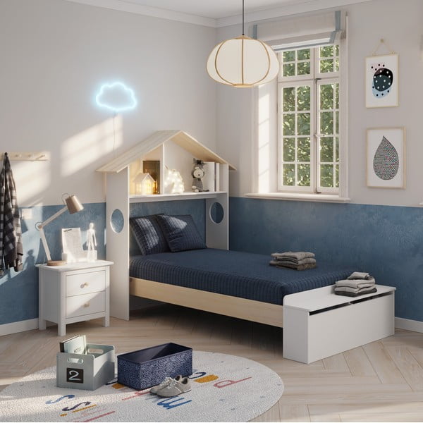 Biała dziecięca szafka nocna z drewna sosnowego Max – Marckeric-image-1