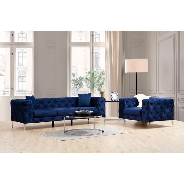 Ciemnoniebieska aksamitna sofa 237 cm Como – Artie-image-4