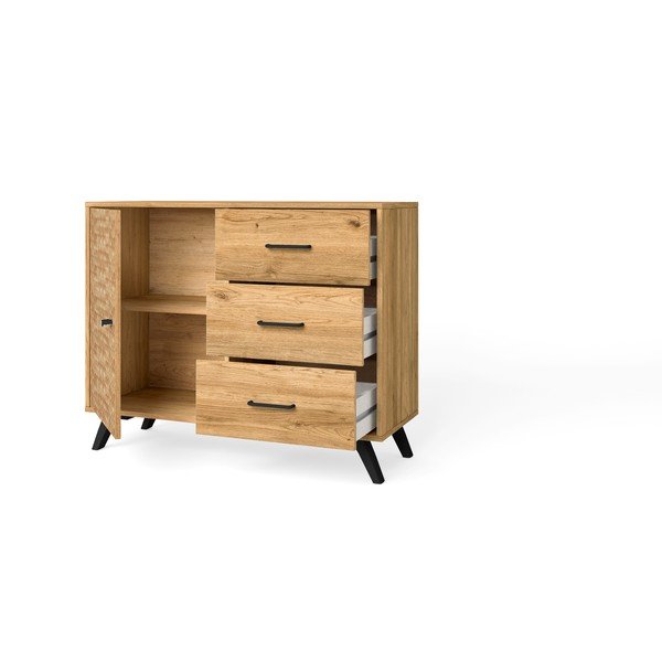Niska komoda w dekorze dębu 92x81 cm Malaca – Marckeric-image-4