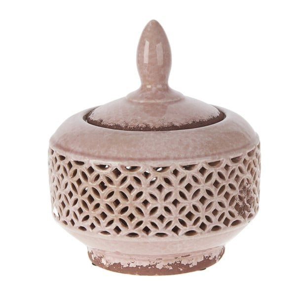 Ceramiczna miska z nakryciem, 21,5 cm, różowa