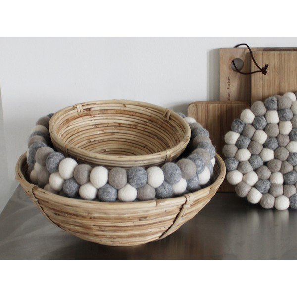 Jasnoszaro-biały wełniany koszyk kulkowy Wooldot Ball Basket, ⌀ 28 cm-image-2