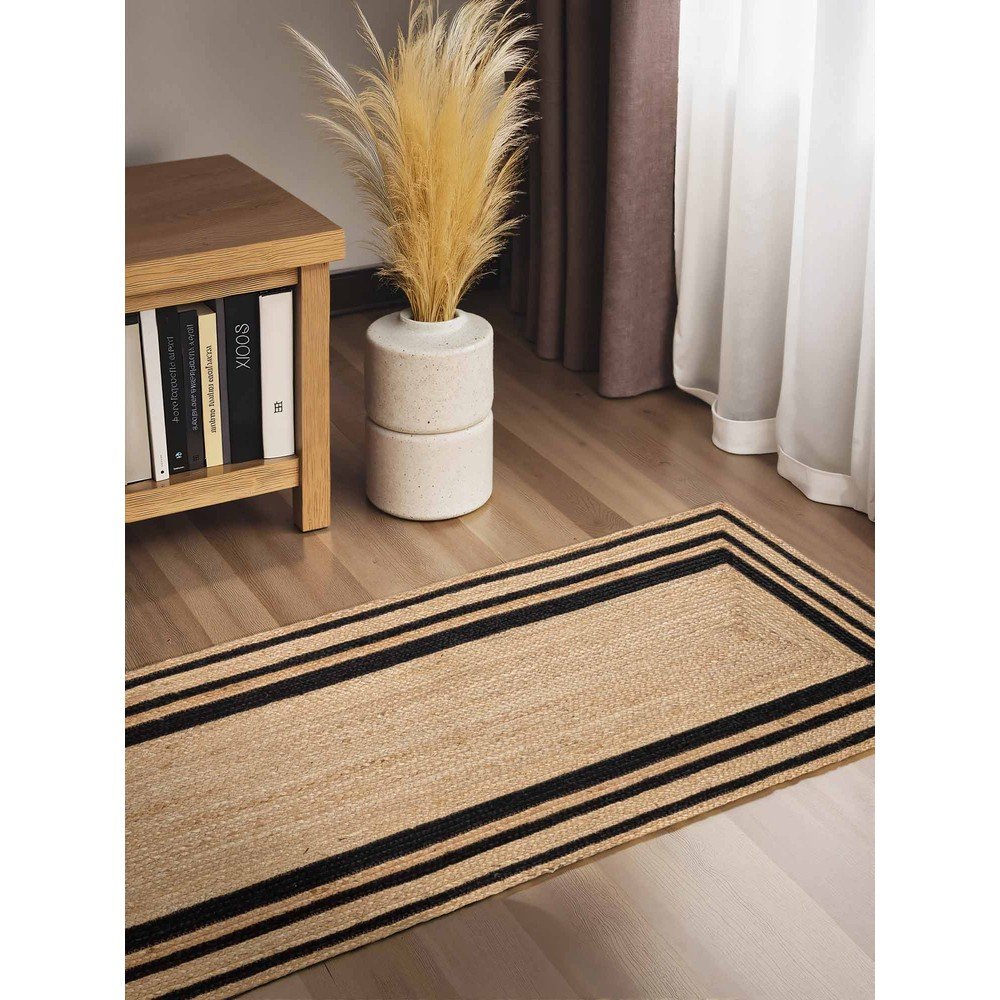 Czarno-naturalny ręcznie tkany dwustronny dywan z juty 70x200 cm Jutta – Hanse Home (zdjęcie 4)
