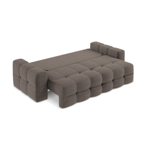 Brązowa rozkładana sofa z materiału bouclé 255 cm Milu – Makamii-image-4