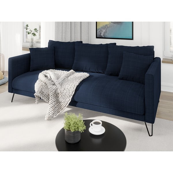 Ciemnoniebieska sofa  z tkaniny szenilowej 200 cm Freya – Ropez-image-3