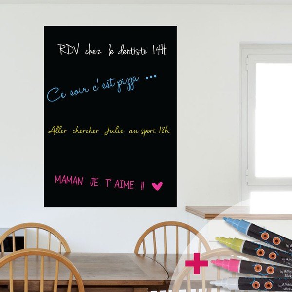 Komplet tablicy samoprzylepnej i 4 zakreślaczy Ambiance Rectangular, 55x75 cm-image-2