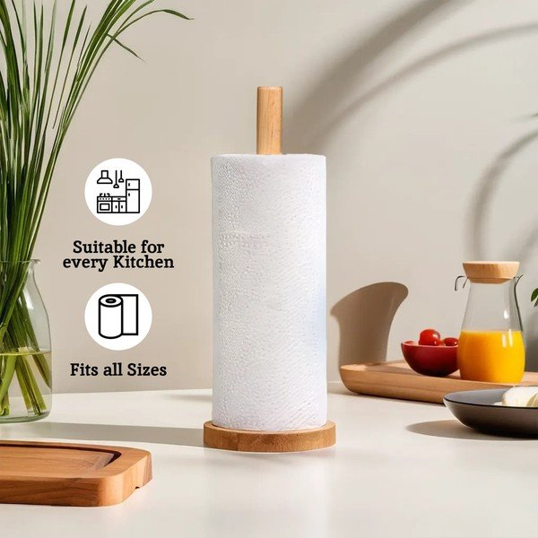 Drewniany stojak na ręczniki papierowe w naturalnym kolorze ø 12 cm Soka – Premier Housewares-image-1
