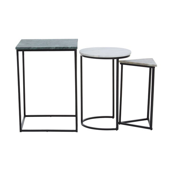 Stoliki zestaw 3 szt. z marmurowym blatem 40x40 cm Mandoli – Premier Housewares