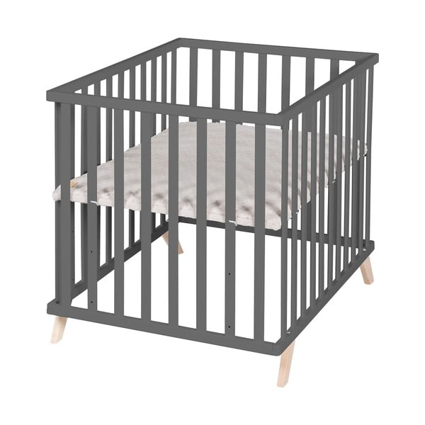 Ciemnoszary kojec dla dzieci z litego drewna bukowego 75x100 cm Lil Planet – Roba-image-2