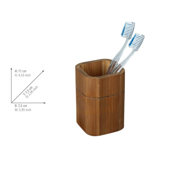 Brązowy bambusowy kubek na szczoteczki do zębów Serro – Wenko-image-4