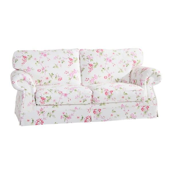 Różowo-biała sofa w kwiaty Max Winzer Mina, 197 cm