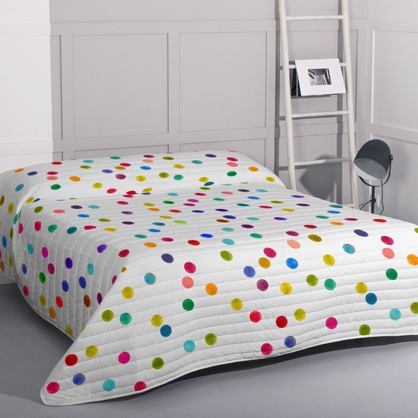 Biała bawełniana narzuta pikowana 240x260 cm Confetti – Happy Friday-image-1