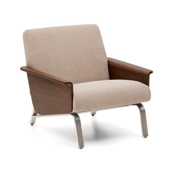 Jasnobrązowy fotel z tkaniny szenilowej Amsen – Kave Home