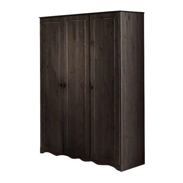 Ciemnobrązowa 3-drzwiowa szafa z litego drewna 13Casa Emmet