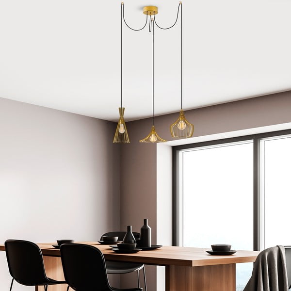 Lampa wisząca w kolorze złota z metalowym kloszem Mezopotamya – Opviq lights-image-3