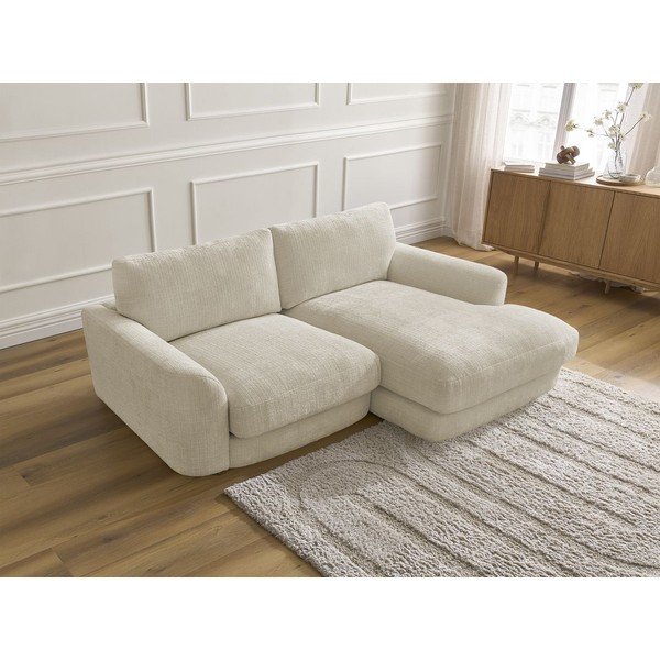 Beżowy narożnik z tkaniny szenilowej (prawostronny/z szezlongiem) Leonore – Bobochic Paris-image-4