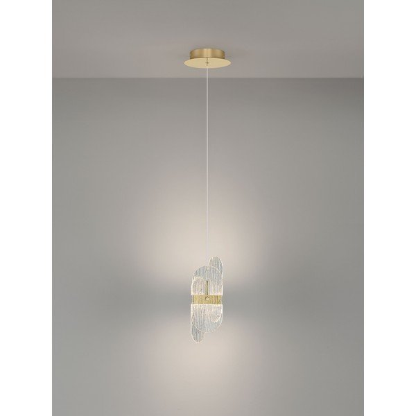 Metalowa lampa wisząca LED ze ściemniaczem w kolorze mosiądzu ze szklanym kloszem ø 14 cm Lucien – Nova Luce-image-4