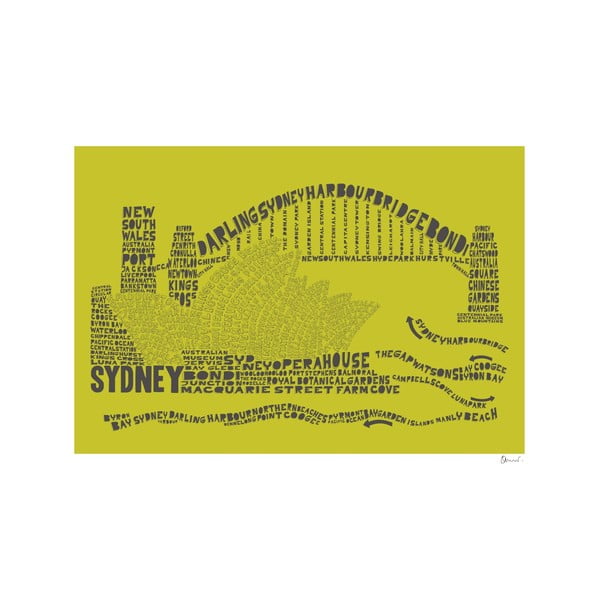 Plakat Sydney Green&Grey, 50x70 cm