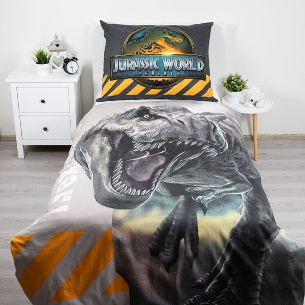 Bawełniana pościel dziecięca jednoosobowa 140x200 cm Jurassic World "T-Rex" – Jerry Fabrics-image-1