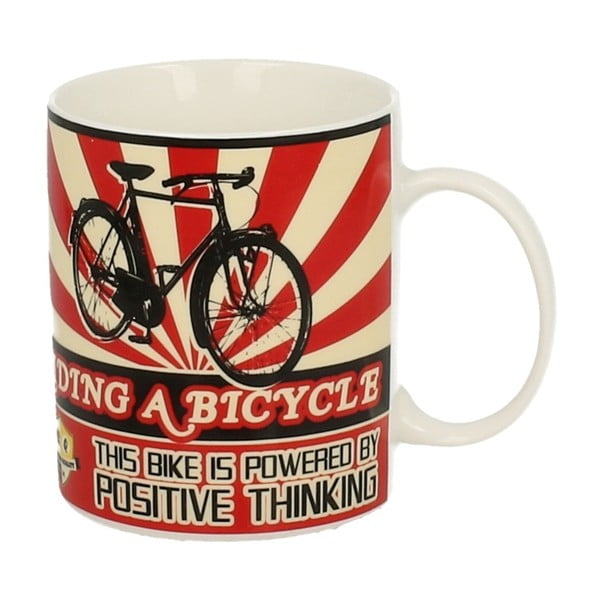 Czerwono-biały kubek porcelanowy Duo Gift Bicycle, 430 ml