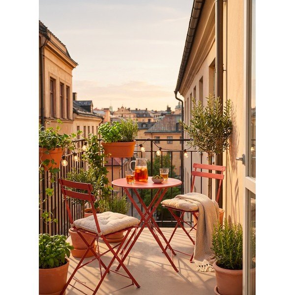 Stalowy zestaw mebli ogrodowych w kolorze terakoty dla 2 osób Austin – Bizzotto-image-1