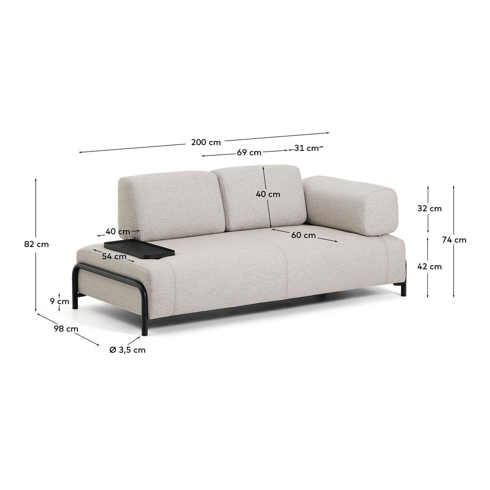 Szarobeżowa sofa modułowa 200 cm Compo – Kave Home (zdjęcie 8)