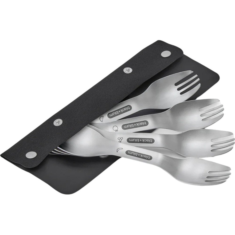 Widelce ze stali nierdzewnej w kolorze srebra zestaw 4 szt. Spork – Black + Blum