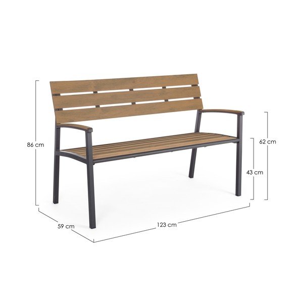Metalowa ławka ogrodowa w naturalnym kolorze Isak – Bizzotto-image-3