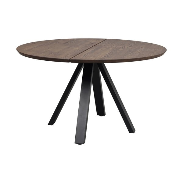 Ciemnobrązowy okrągły stół z blatem z drewna dębowego ø 130 cm Carradale – Rowico