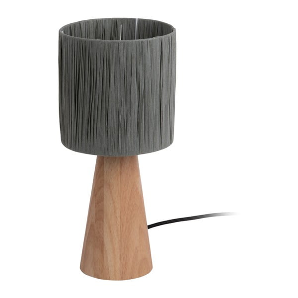 Szaro-naturalna lampa stołowa z kloszem z plecionki papierowej (wys. 33 cm) Sheer Cone – Leitmotiv