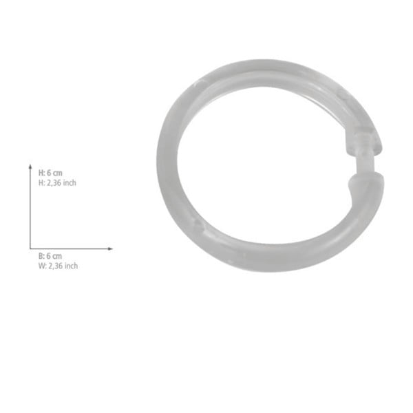 Zestaw 12 przezroczystych plastikowych kółek do zasłony prysznicowej Wenko-image-1