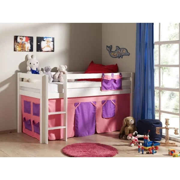 Białe podwyższone łóżko dziecięce z drewna sosnowego 90x200 cm PINO – Vipack-image-3