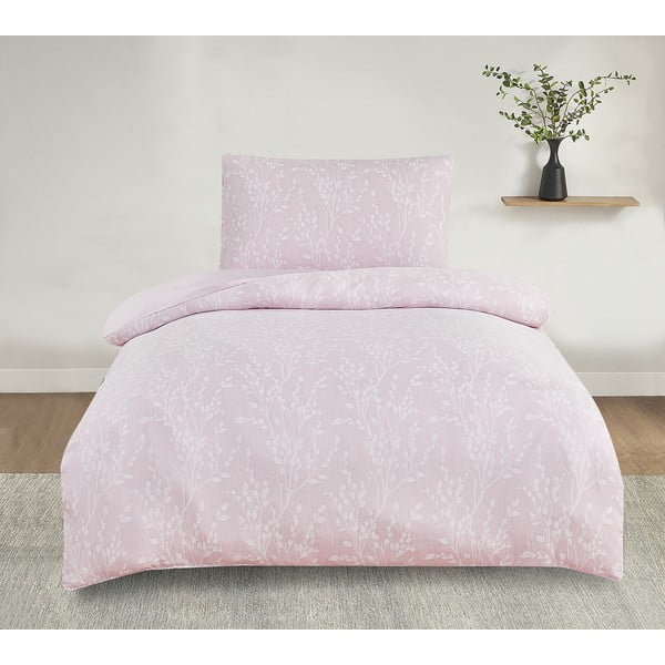Różowa żakardowa pościel jednoosobowa 140x200 cm Boston – My House