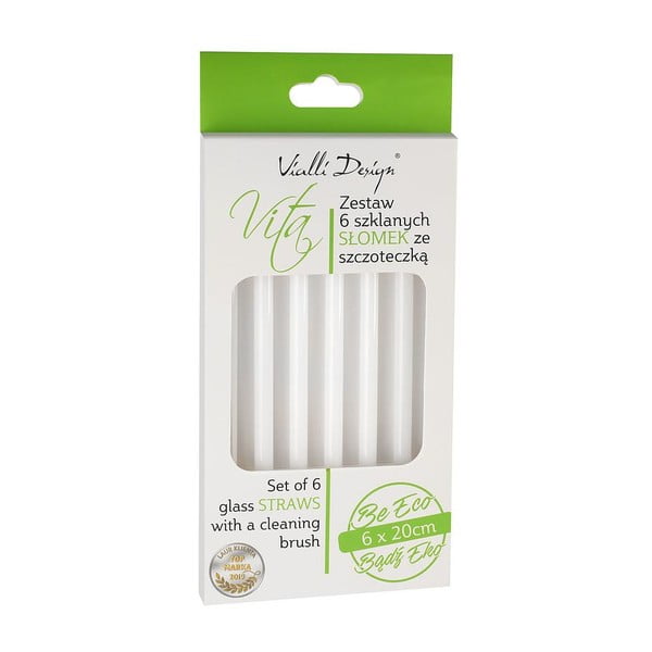 Zestaw 6 białych szklanych słomek Vialli Design, dł. 20 cm-image-2