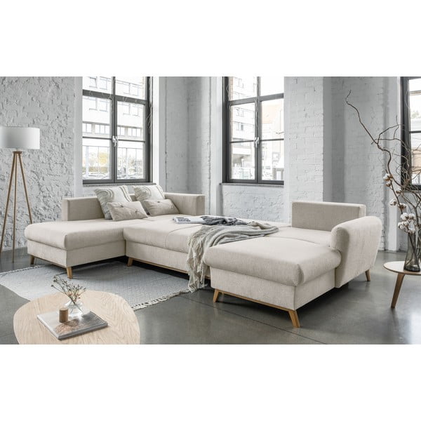 Beżowa rozkładana sofa w kształcie litery "U" Miuform Scandic Lagom, lewostronna-image-4