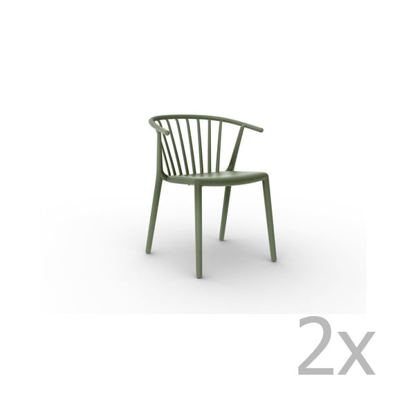 Zestaw 2 zielonych krzeseł do jadalni Resol Woody