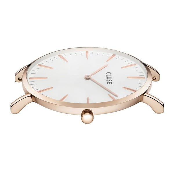 Zegarek damski z szarym skórzanym paskiem i detalami w kolorze różowego złota Cluse La Bohéme-image-1