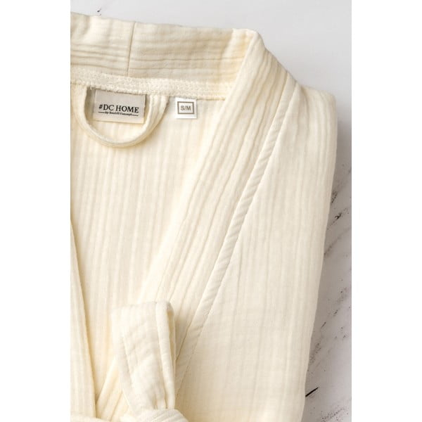 Kremowy szlafrok muślinowy w rozmiarze L/XL Kimono – Foutastic-image-2