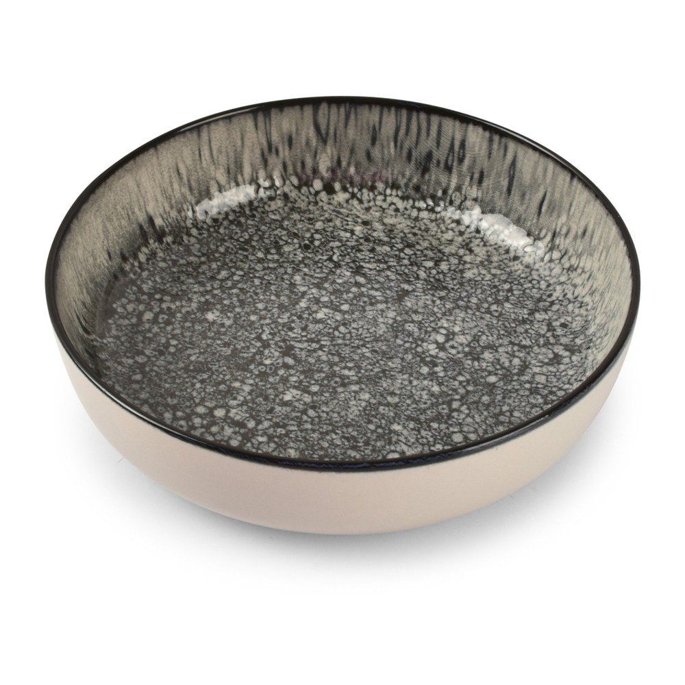 Czarny/kremowy głęboki kamionkowy talerz ø 18,5 cm Gravel – ONA