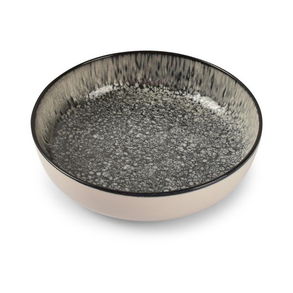 Czarny/kremowy głęboki kamionkowy talerz ø 18,5 cm Gravel – ONA
