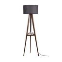Czarna/brązowa lampa stojąca z półką z tekstylnym kloszem (wysokość 154 cm) Sehbali Tripod – Opviq lights